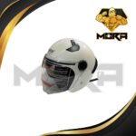 CASCO MOTORIZADO MEDIA CARA CON VISERA COLOR BLANCO