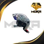 CASCO MEDIA CARA NUEVA COLECCION GRIS LENTE TRANSPARENTE