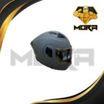 CASCO ABATIBLE  DOBLE LENTE  MODELO RIDER  GRIS MATE VISERA SPOILER PLATA  XL